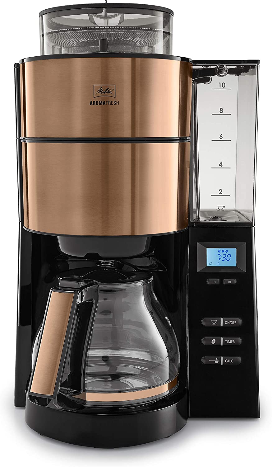 Melitta Aroma Fresh Coffee Machine incl. Grinder and Removable Water Tank, 