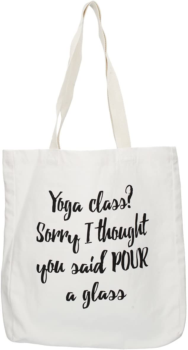CREATIVE TOPS Yoga Slogan AVA and I Canvas Bag, Fabric, White, 43 x 42 x 2.5 cm