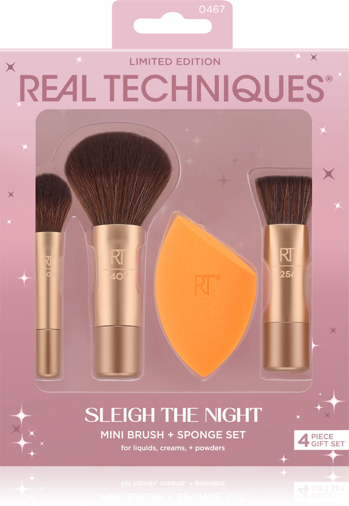 Real Techniques Sleigh The Night Mini Brush + Sponge Set brush set