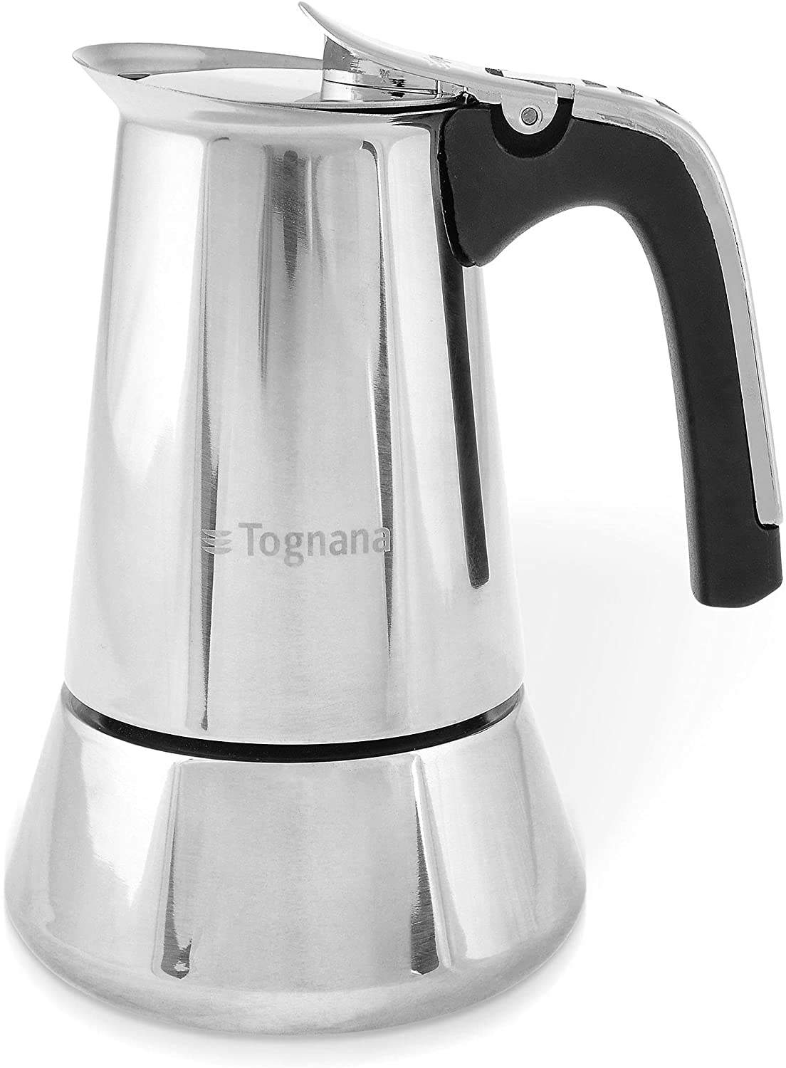 Tognana Riflex Induction 4 Cup Coffee Maker in Stainless Steel, Silver