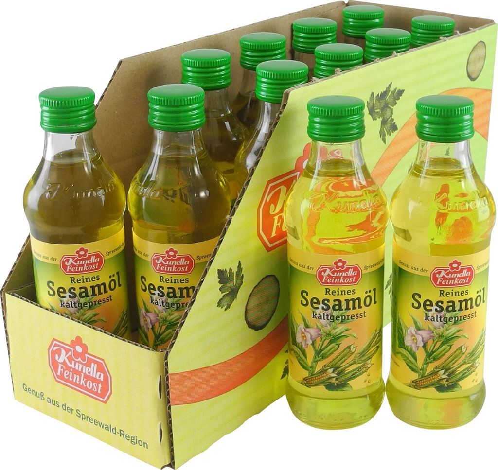 Reines Sesamöl kaltgepresst von Kunella Feinkost - 12er Pack (12 Flaschen à 100 ml)