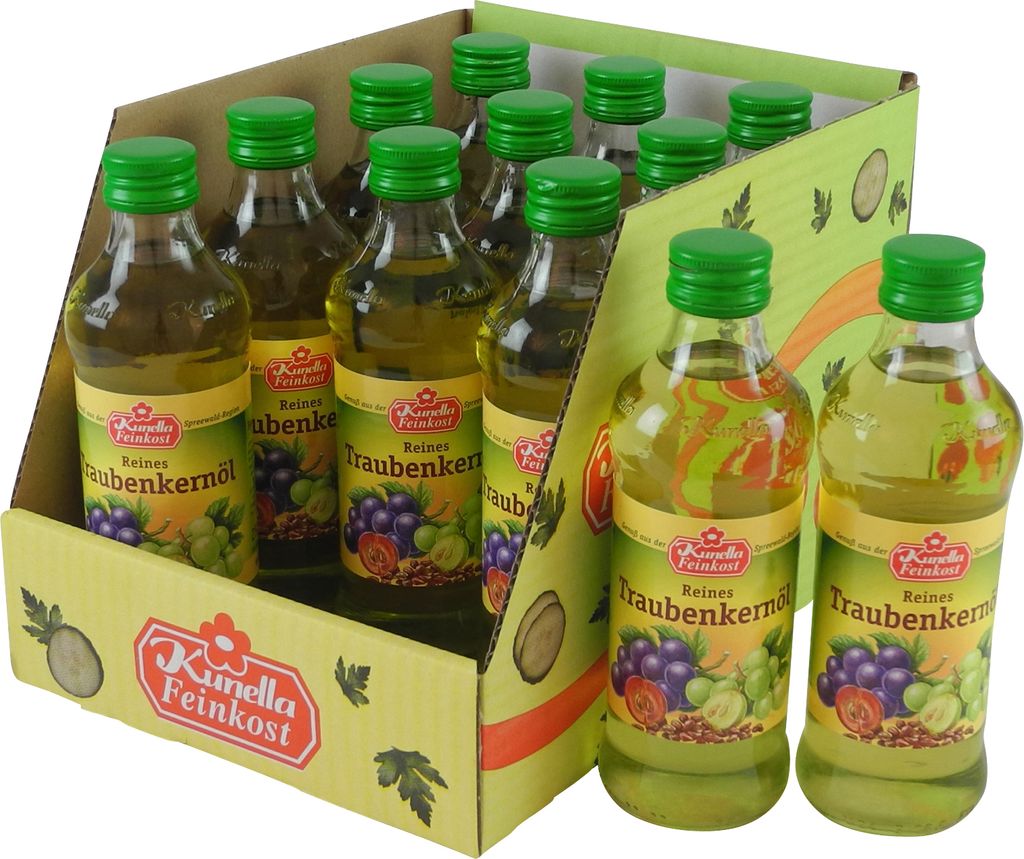 Reines Traubenkernöl von Kunella Feinkost - 12er Pack (12 Flaschen à 250 ml)