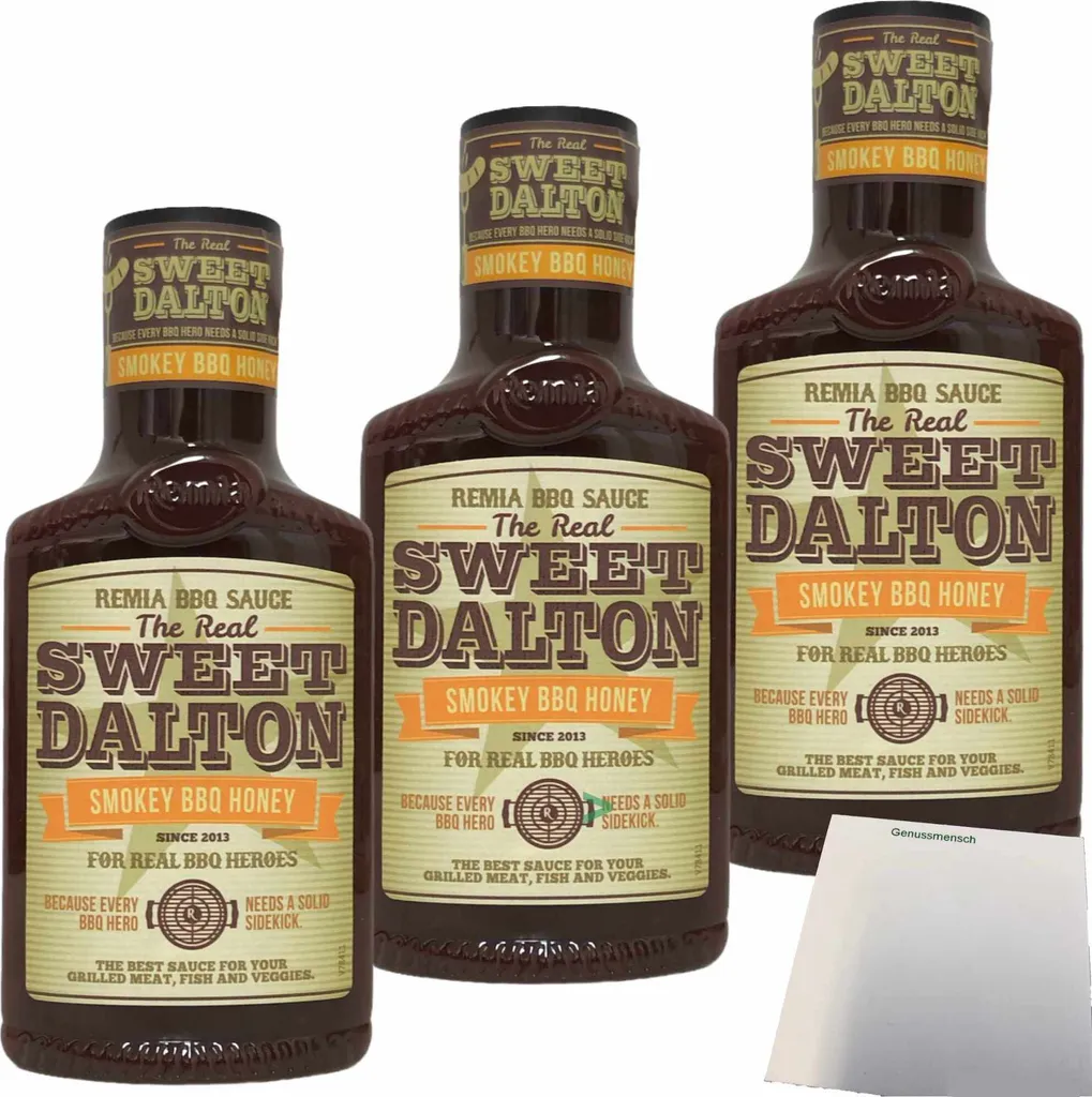 REMIA Sweet Dalton Smokey Honey Sauce 3-pack (3x450ml bottle) + usy block