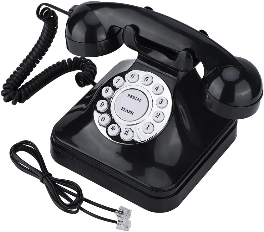 Retro Vintage Black Multifunction Plastic Phone Home Retro Wire Landline Phone for Home Desk Decoration