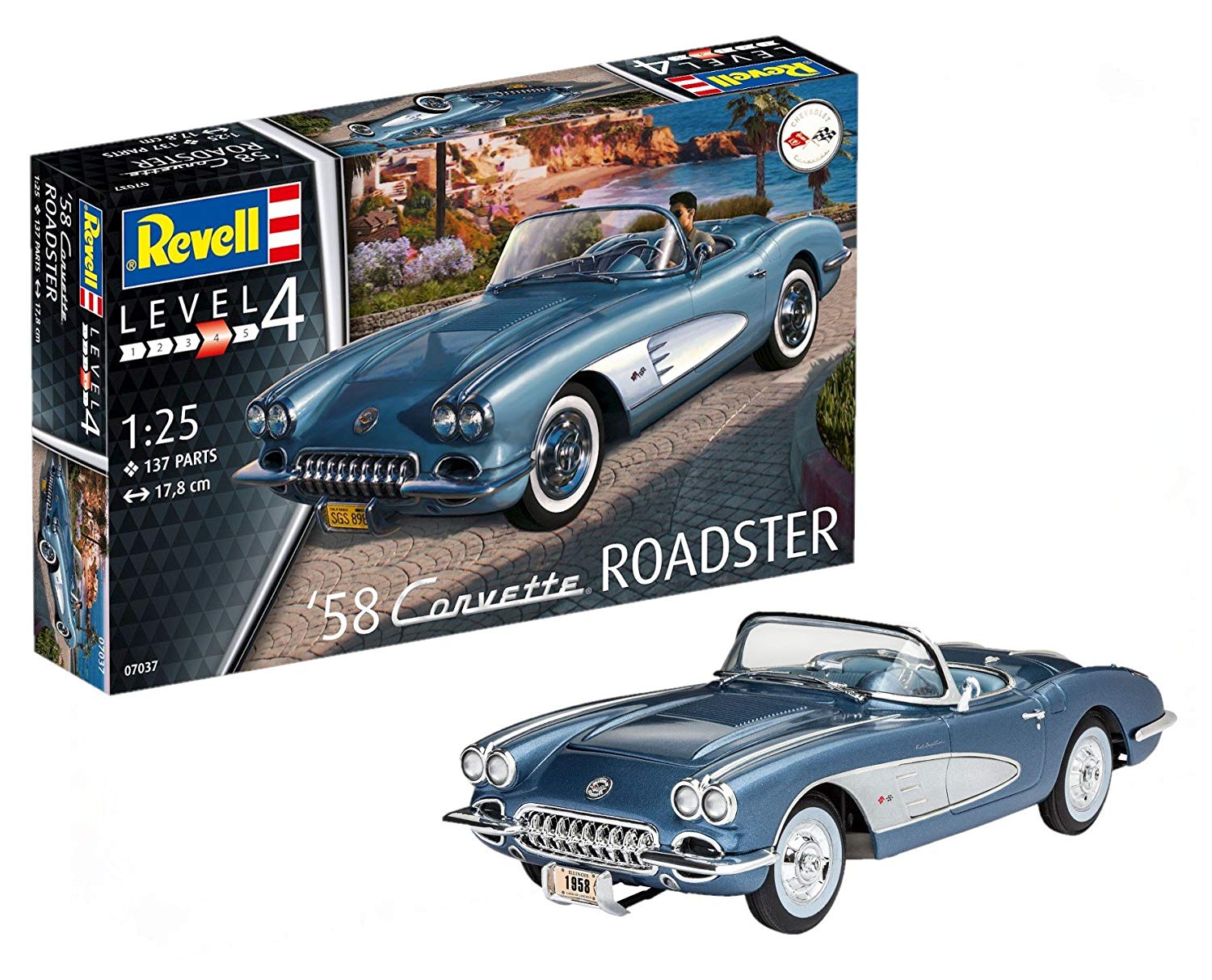 Revell 1: 25 Scale Model Kit 1: 25 – 58 Corvette Roadster, Level 4, Replic