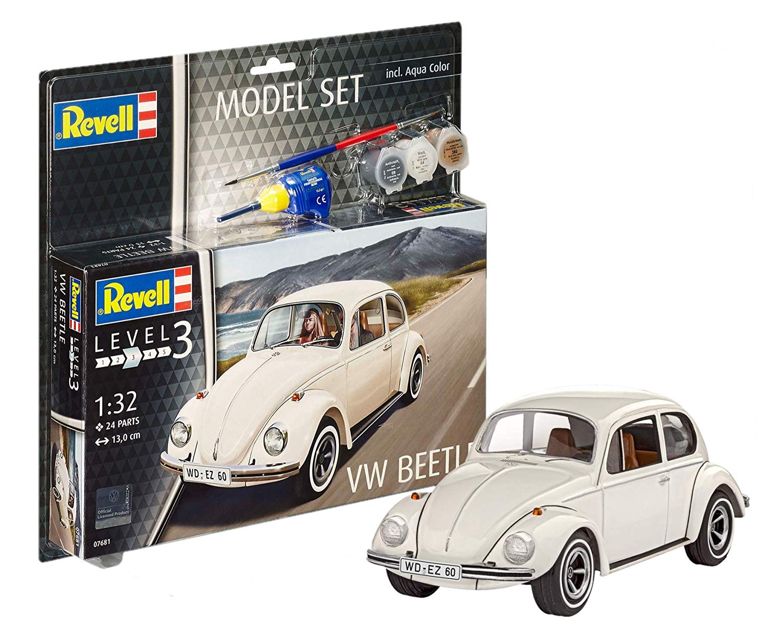 Revell 67681 Model Set 1: 32 Scale VW Beetle Model Kit and Accessories