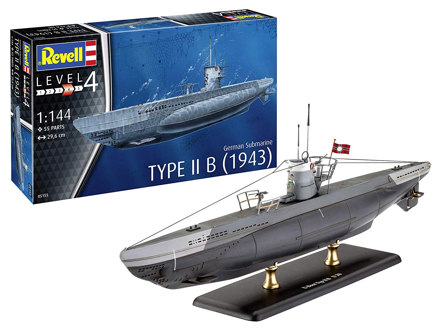 Revell Gmbh 05155 Model Kit German Submarine Type Iib (1943) Plastic Model 