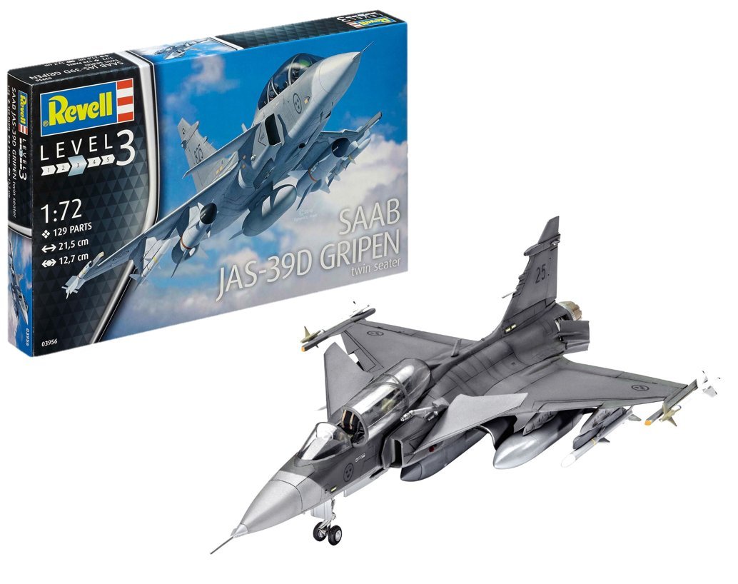 Revell Kit 1: 72 Aircraft – Saab Jas 39D Gripen Twinseater Level 3, Scale 1
