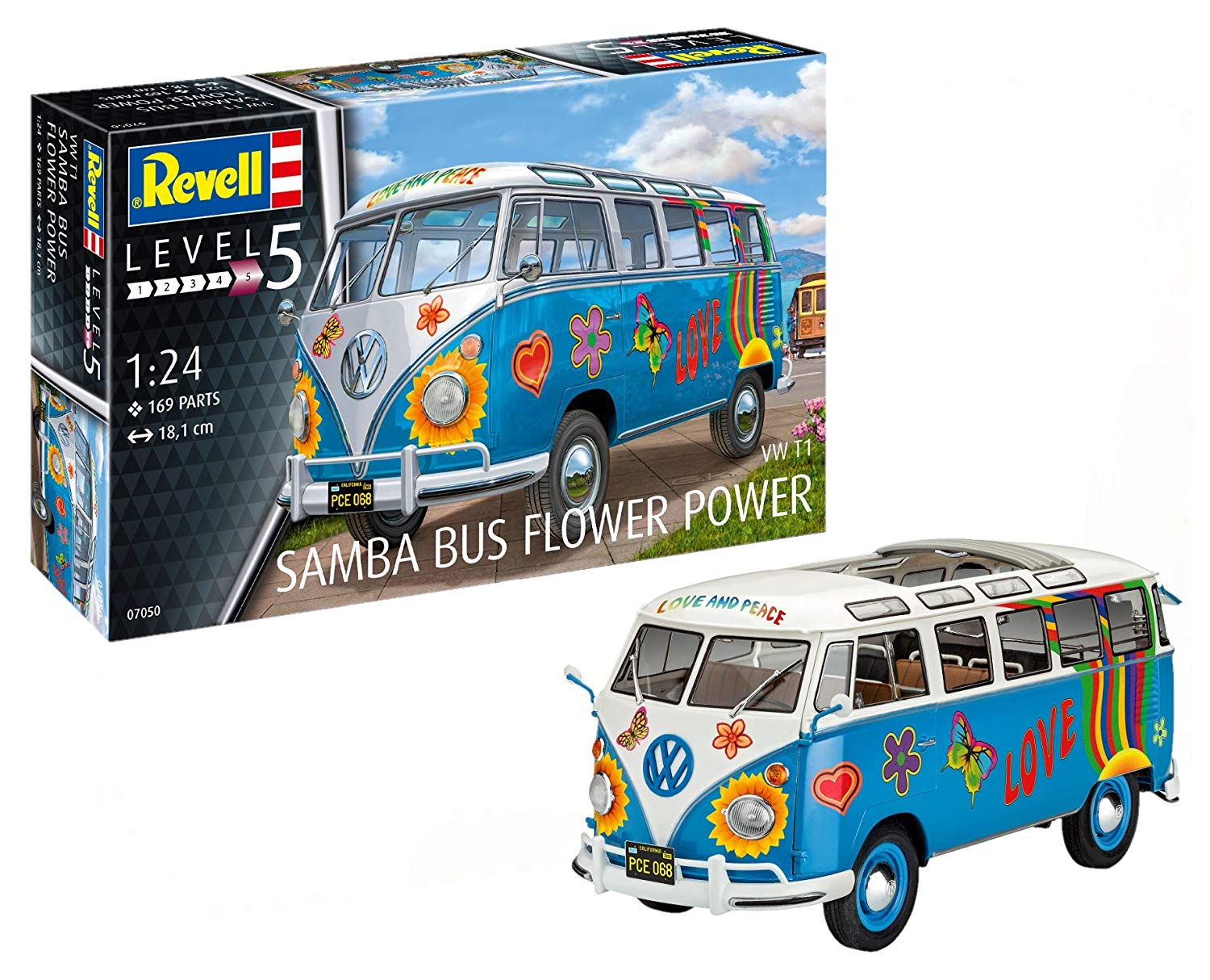 Revell Model Kit Car 1:24 – Volkswagen Vw T1 Bulli Samba Bus 1:24 Scale Lev
