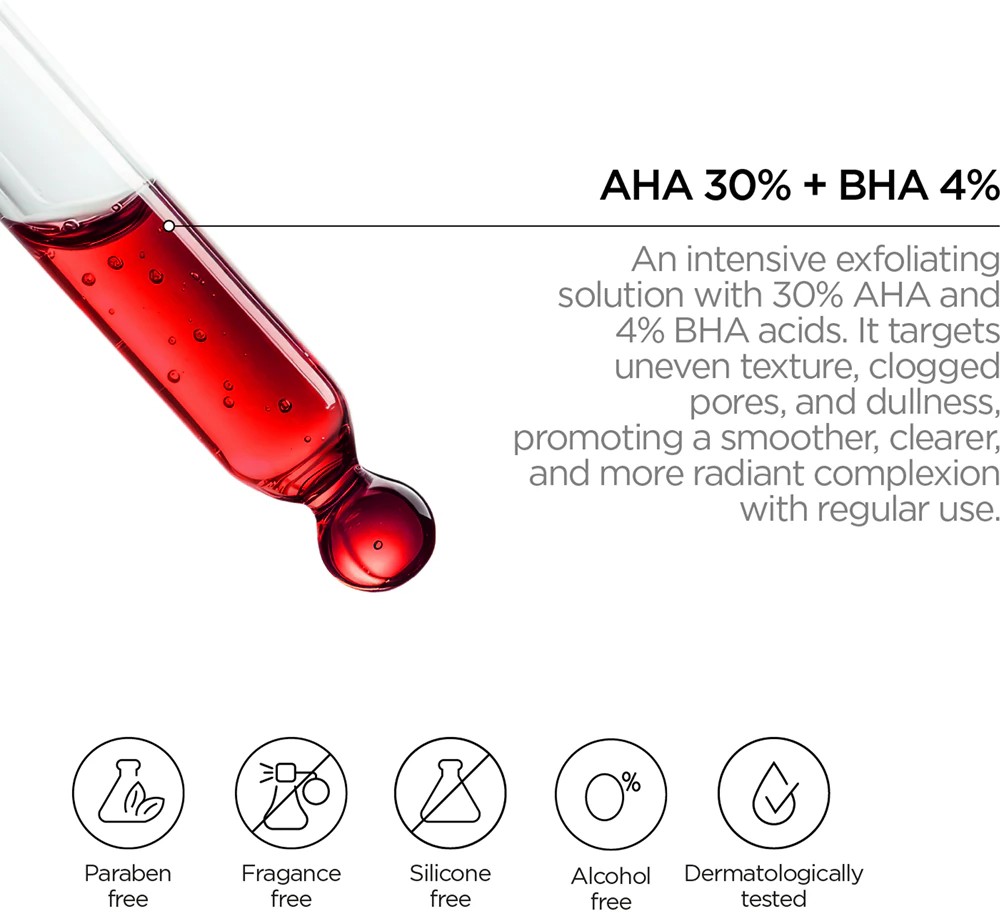 Revox B77 JUST AHA 30% + BHA 4% smoothing peeling serum to renew the skin's surface