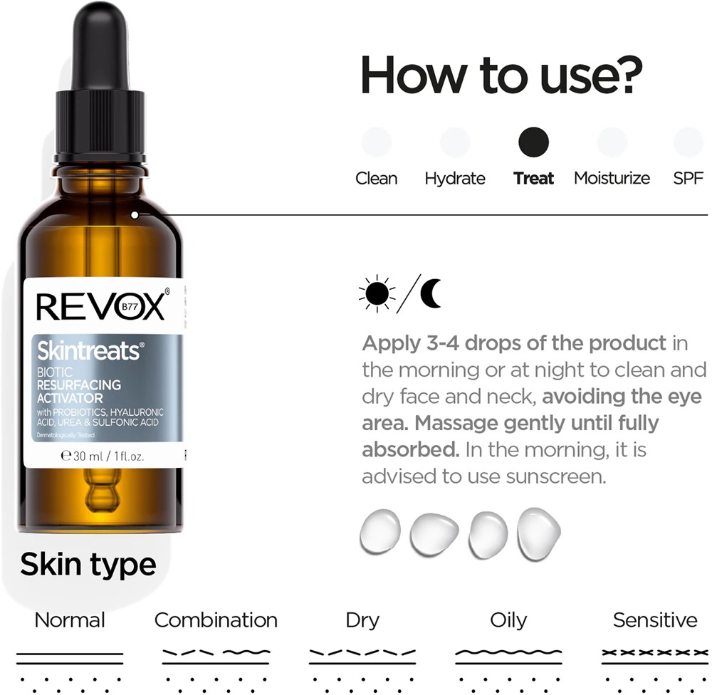 Revox B77 Skintreats Biotic Resurfacing Activator smoothing peeling serum for facial skin rejuvenation