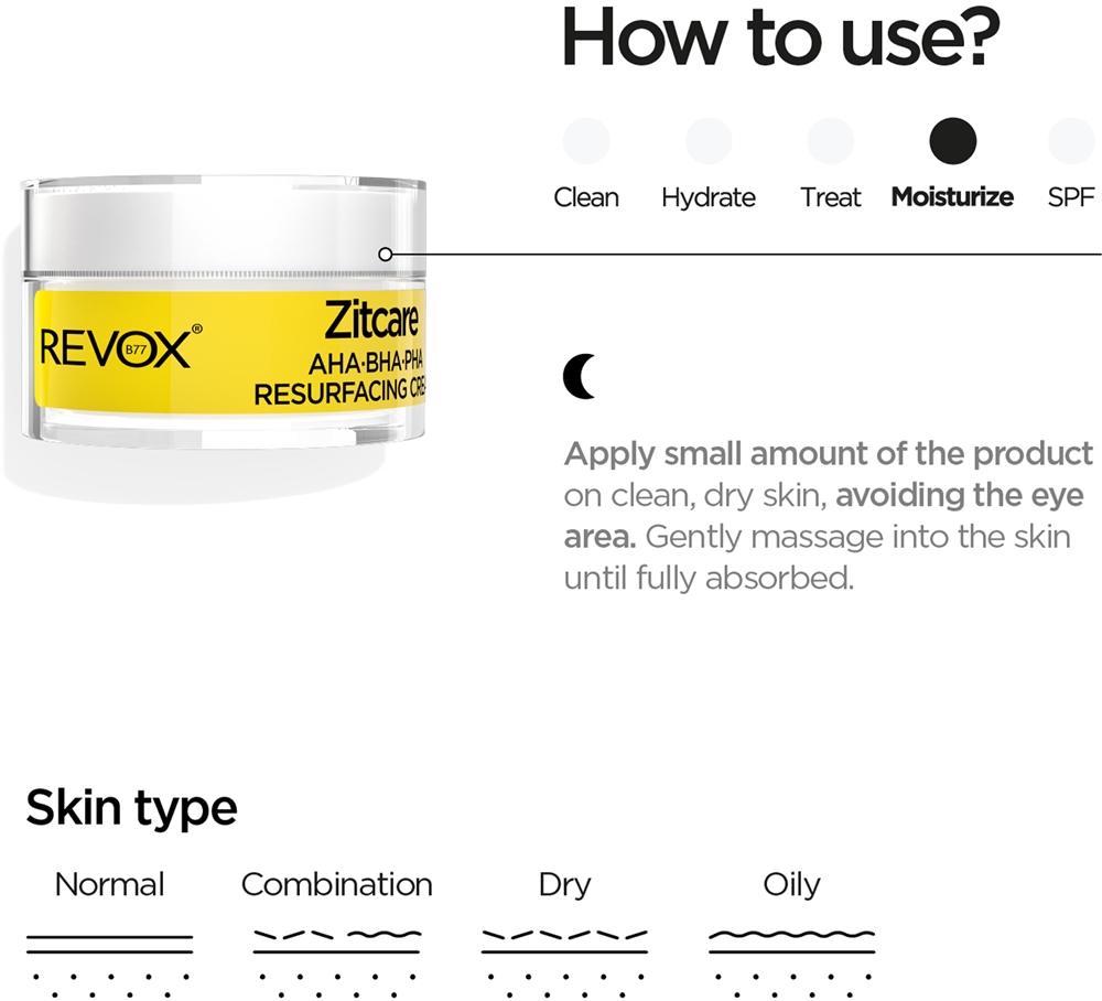 Revox B77 Zitcare AHA BHA PHA Resurfacing Cream smoothing night cream
