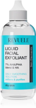 Revuele Liquid Facial Exfoliant 7% AHA/PHA blend + HA peeling serum for dry skin