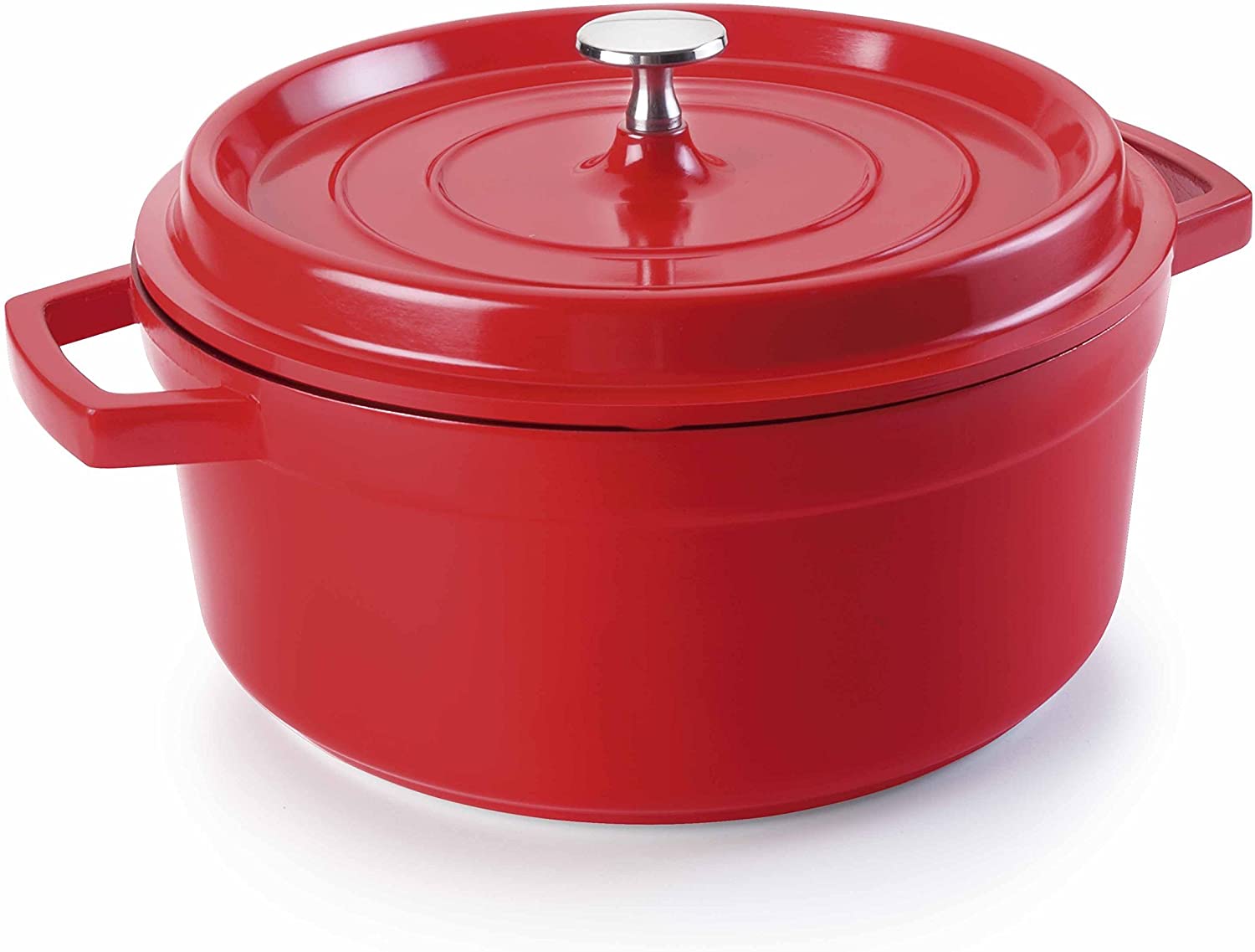 Lacor - 25928 - Red Stewing Pot - Cast Aluminium with Glass Lid - 28 cm Diameter