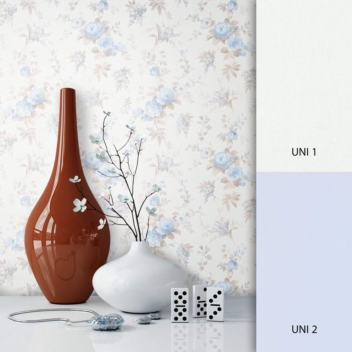 Newroom Flower Contemporary Style Non-Woven Wallpaper Wallpaper White Finis