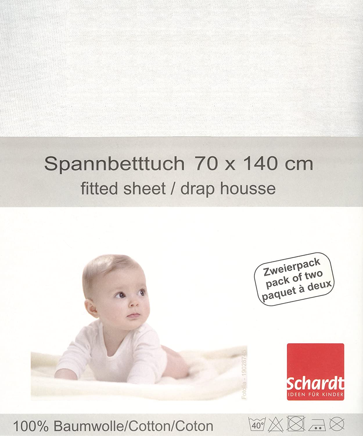 Schardt 13 851 11 Jersey Fitted Sheet, Pack of 2, White