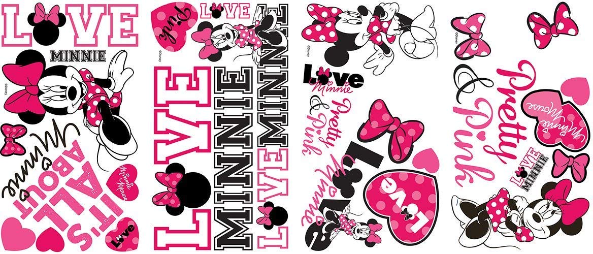 Roommates 54536 Rm – Disney Minnie Loves Pink Wall Sticker, Pvc, Multicolou