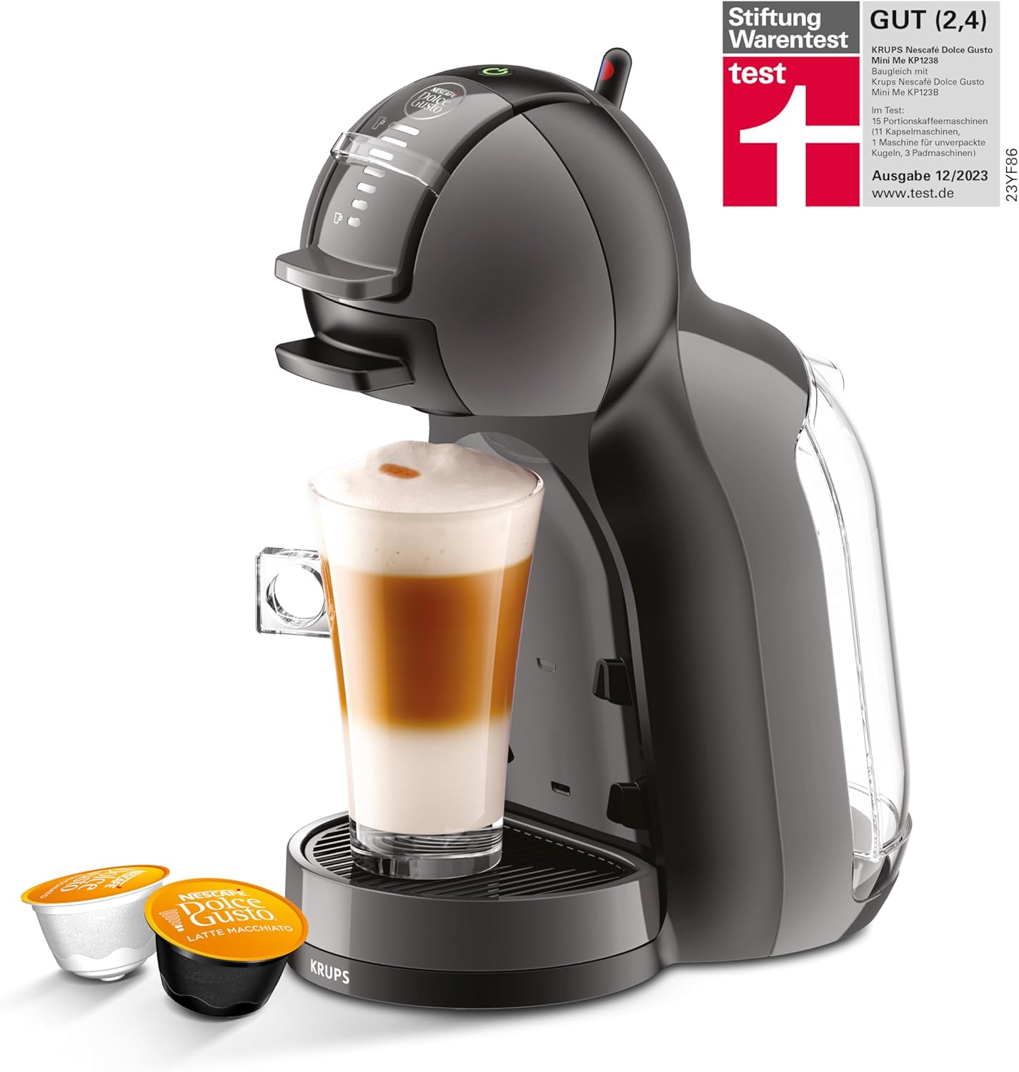 Krups Nescafé Dolce Gusto Mini Me Automatic Coffee Capsule Machine, Black/Anthracite