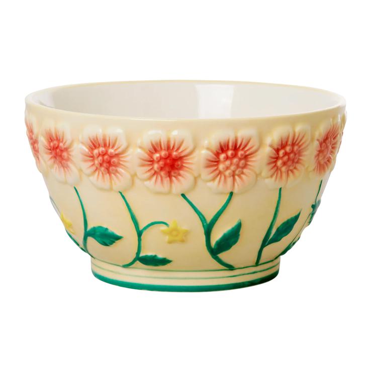 Rice Embossed Flower Ceramic bowl Ø14.5cm