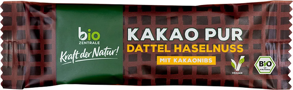 Riegel Kakao Pur Dattel Haselnuss