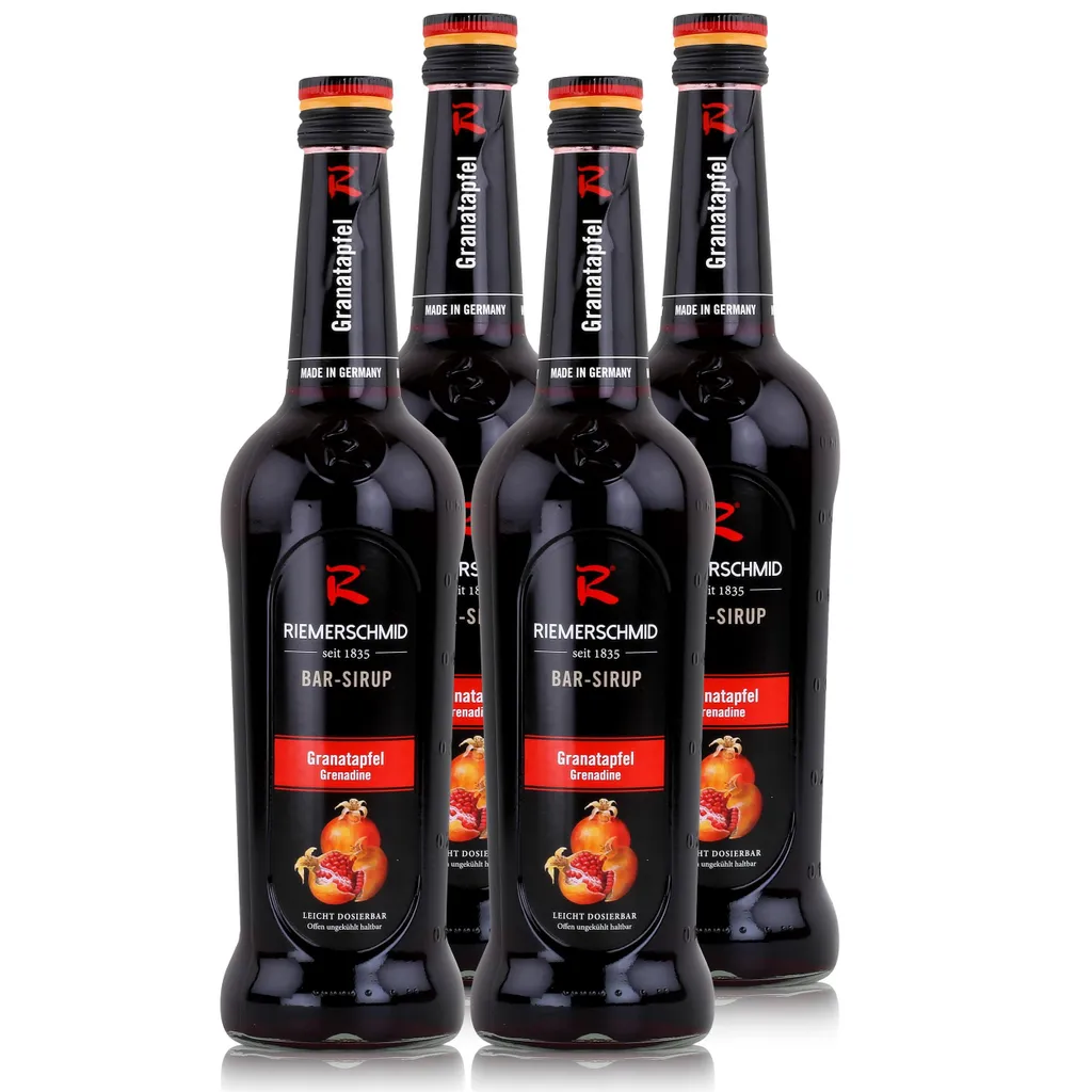 Riemerschmid Bar-Sirup Granatapfel 0,7L- Cocktails Milchshakes (4er Pack)