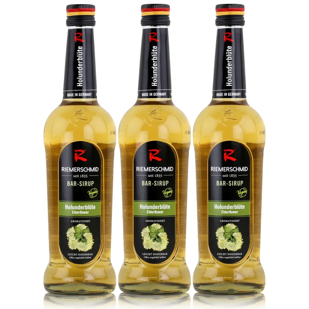 Riemerschmid Bar-Sirup Holunderblüte 0,7L - Cocktails Milchshakes (3er Pack)