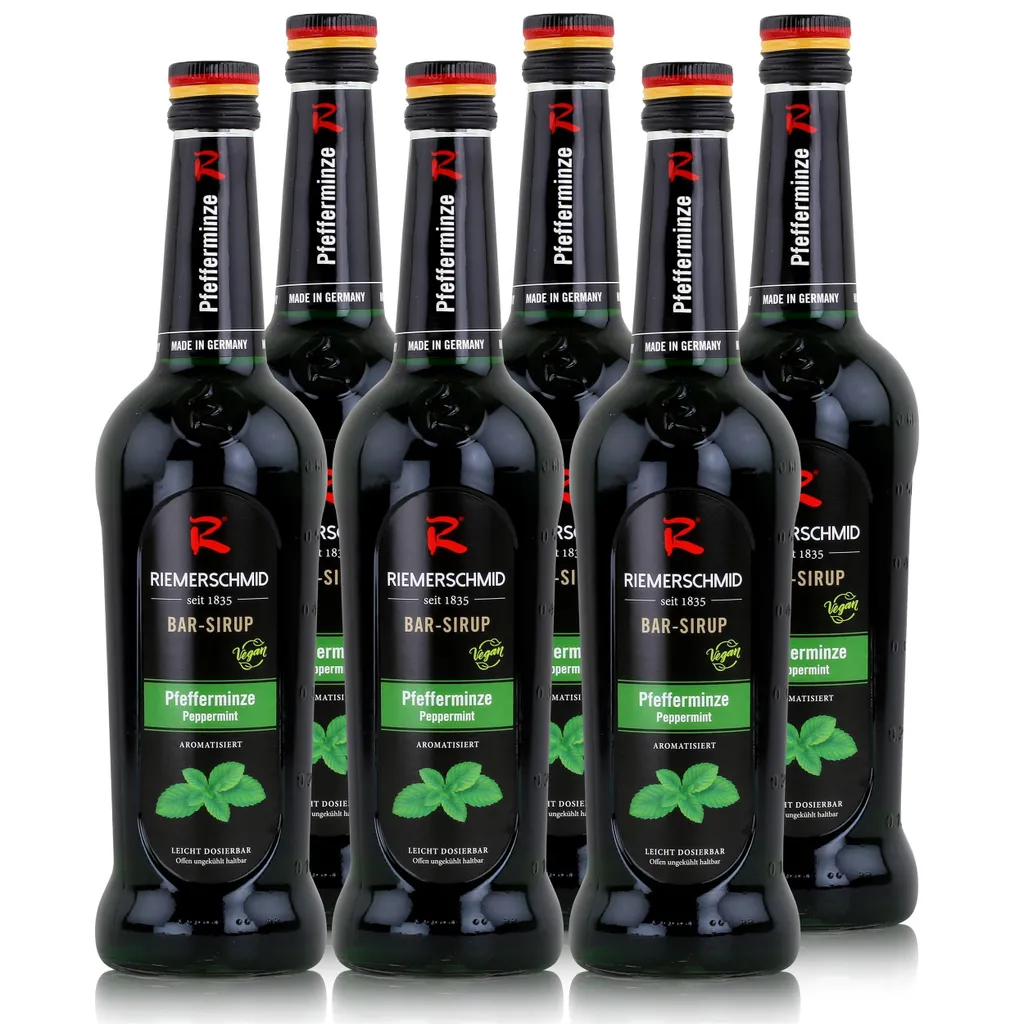 Riemerschmid Bar-Sirup Pfefferminze 0,7L - Cocktails Milchshakes (6er Pack)