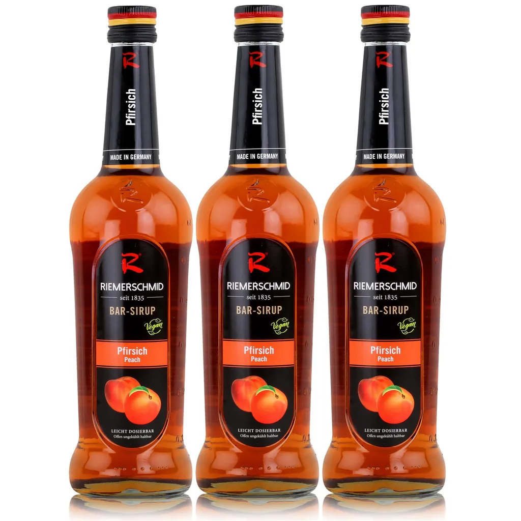Riemerschmid Bar-Sirup Pfirsich 0,7L - Cocktails Milchshakes (3er Pack)