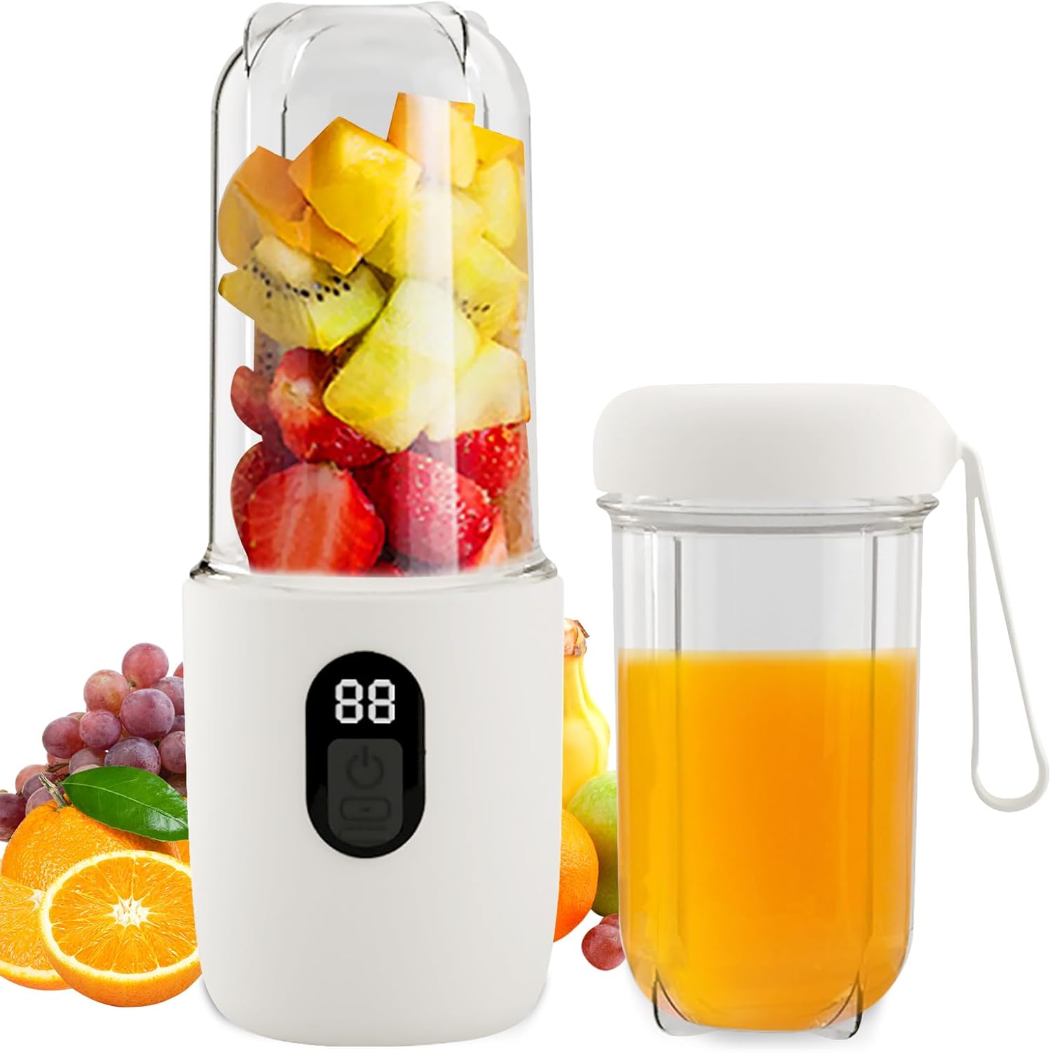 Portable Mixer, Smoothie Maker to Go, 500 ml Smoothie Mixer with Travel Lid, Portable Blender, Rechargeable Stand Mixer, Powerful 20800 rpm, Fresh Juice Mixer Bottle for Sports, Travel, Kitchen
