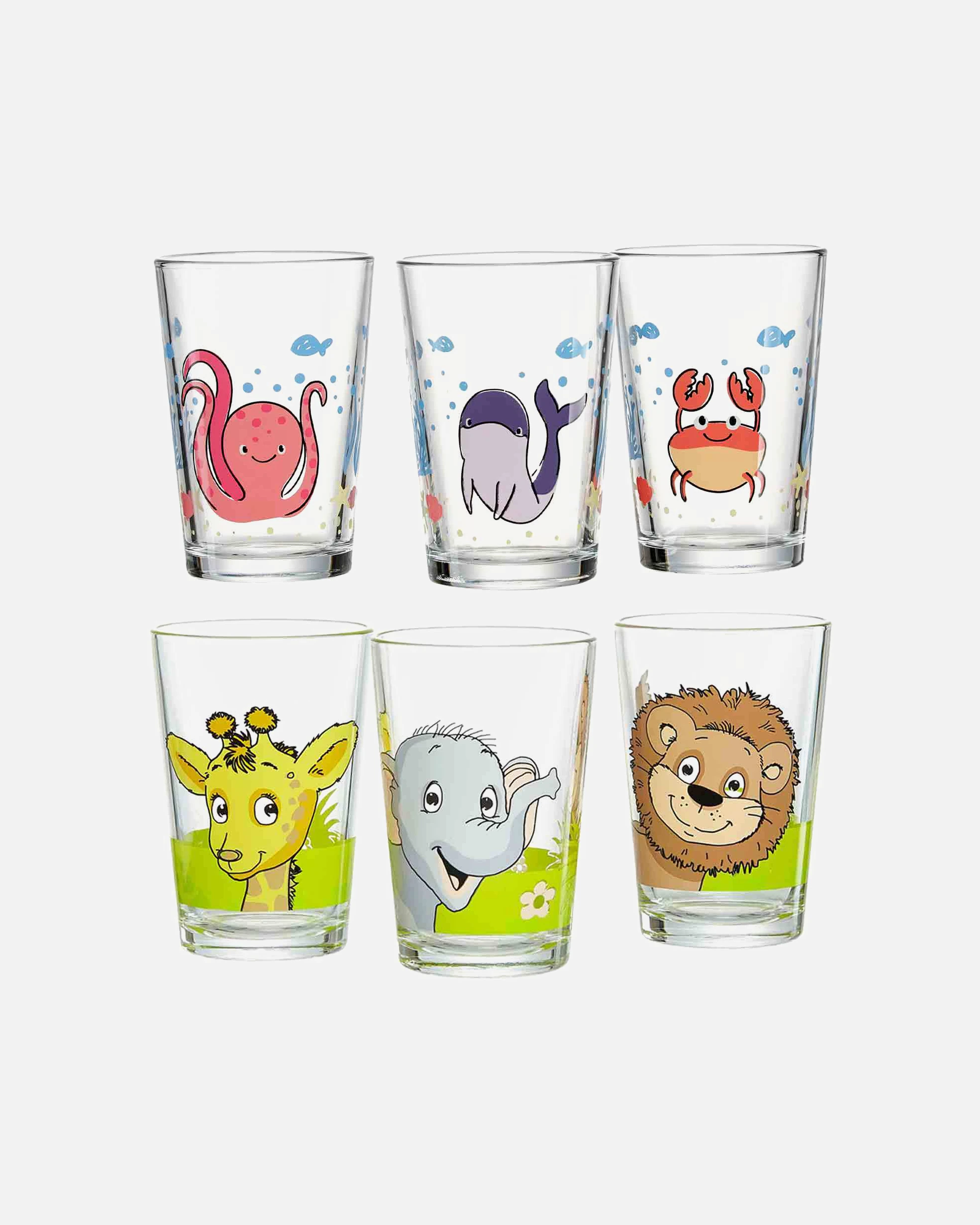 Ritzenhoff & Breker Glass Jungle and Sea Animals Children's Glasses Set of 6