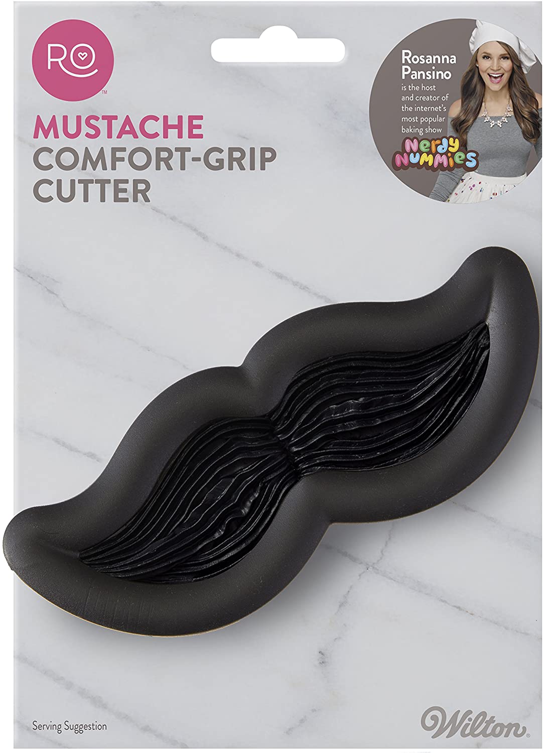 Wilton Rosanna Pansino Moustache Cutter with Comfort Grip, Stainless Steel, Black, 3.58 x 12.34 x 17.39 cm