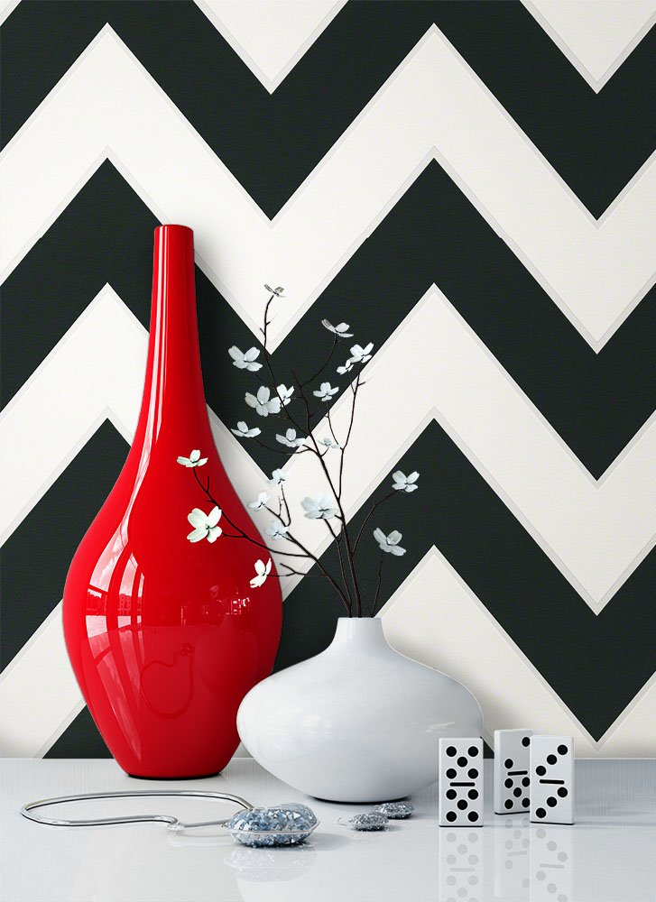 Newroom Design Newroom Wallpaper Black White Graphic, Non-Woven Wallpaper Modern Striped F