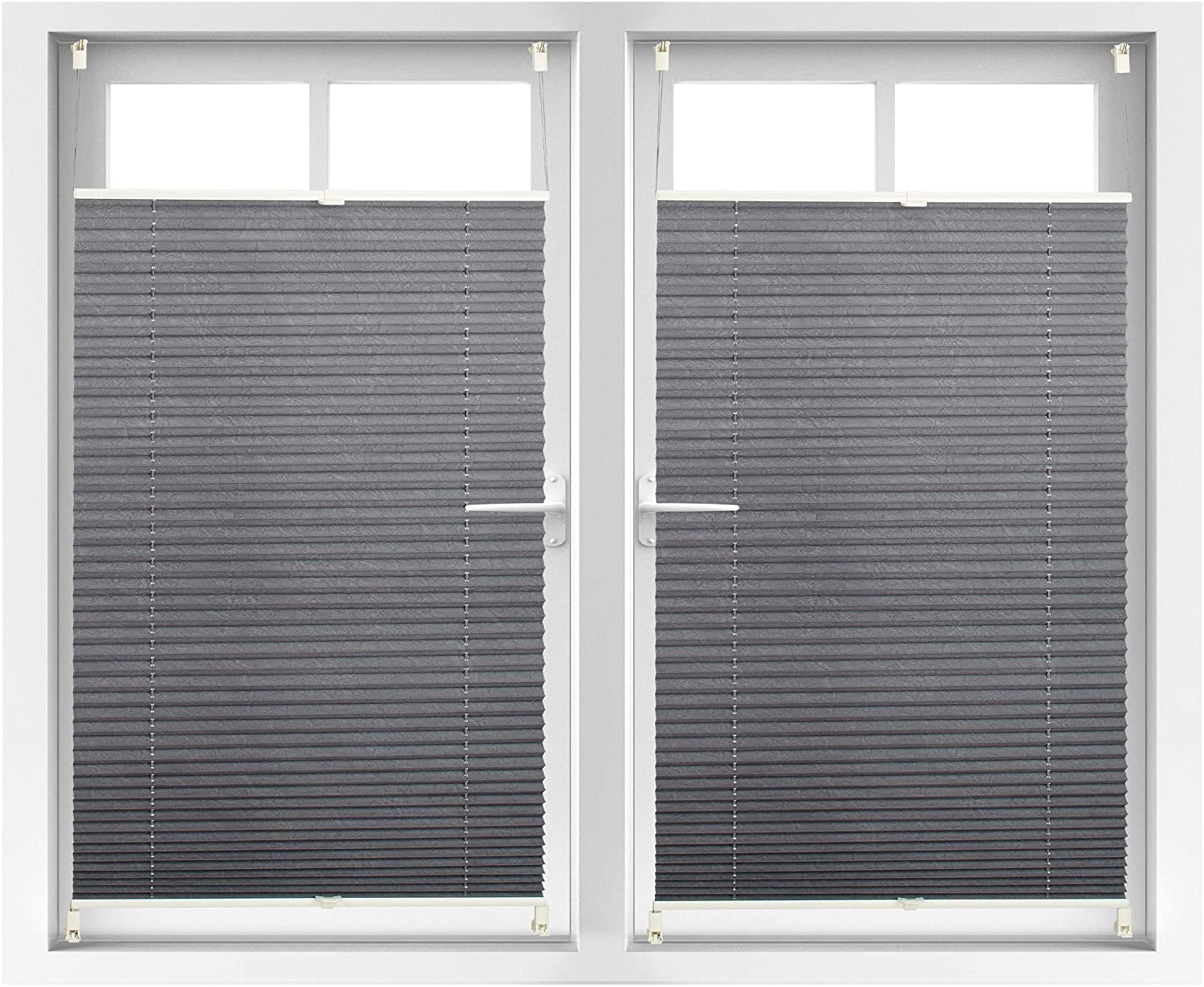 2X Pleated Blind Klemmfix Without Drilling, Stick-On, Folding Blind Blind G