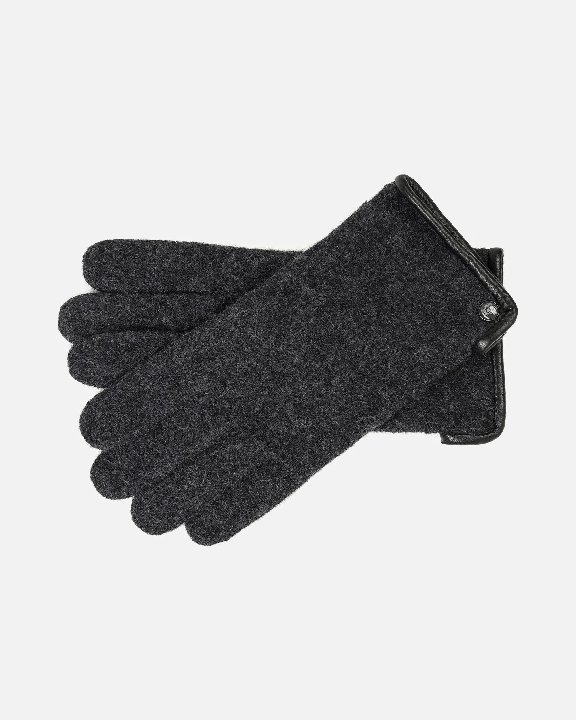 ROECKL gloves men's knitted leather piping anthracite