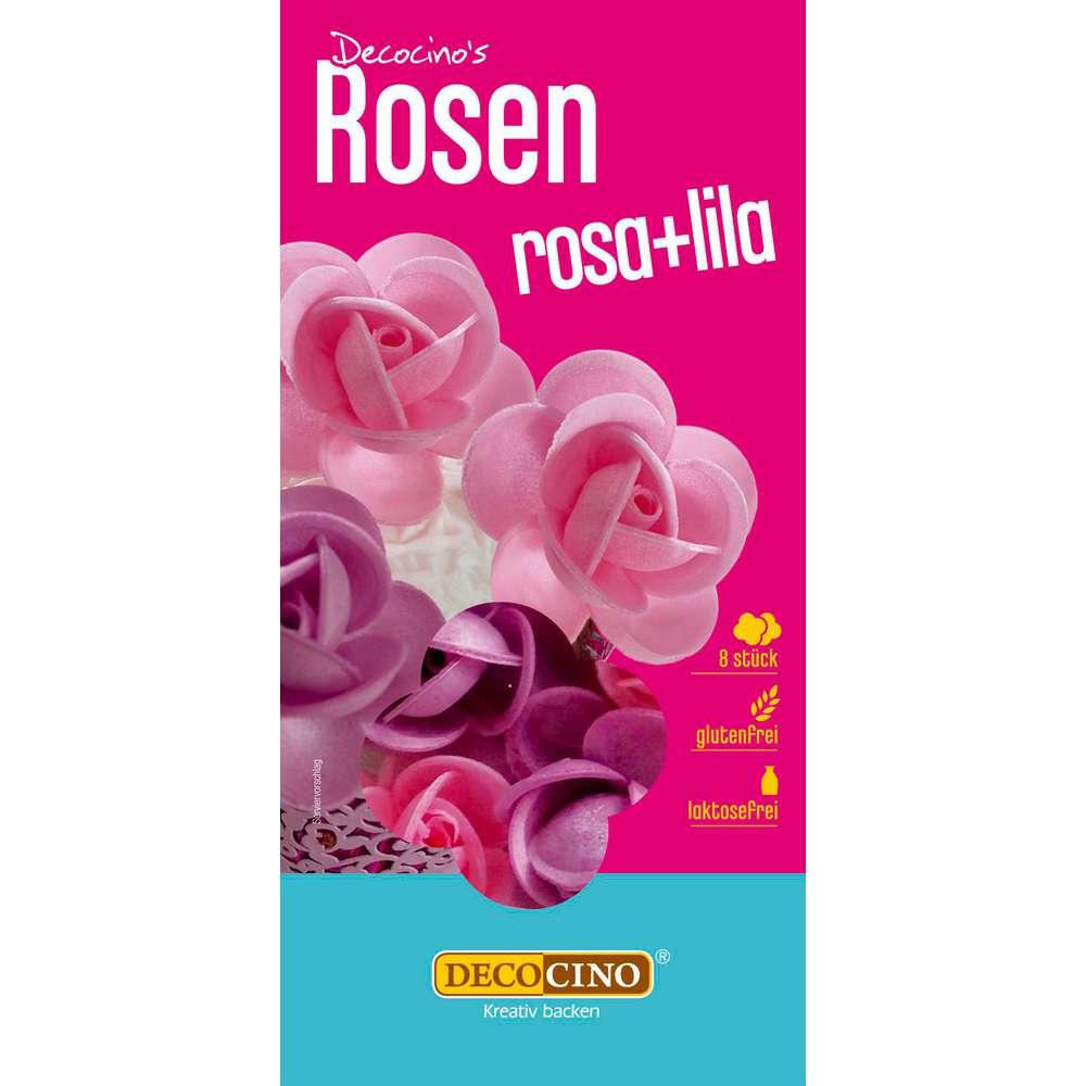 Roses made of edible paper, pink-purple