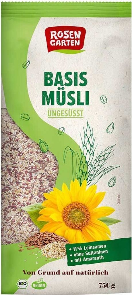 Rosengarten Basis-Müsli ungesüßt -- 750g