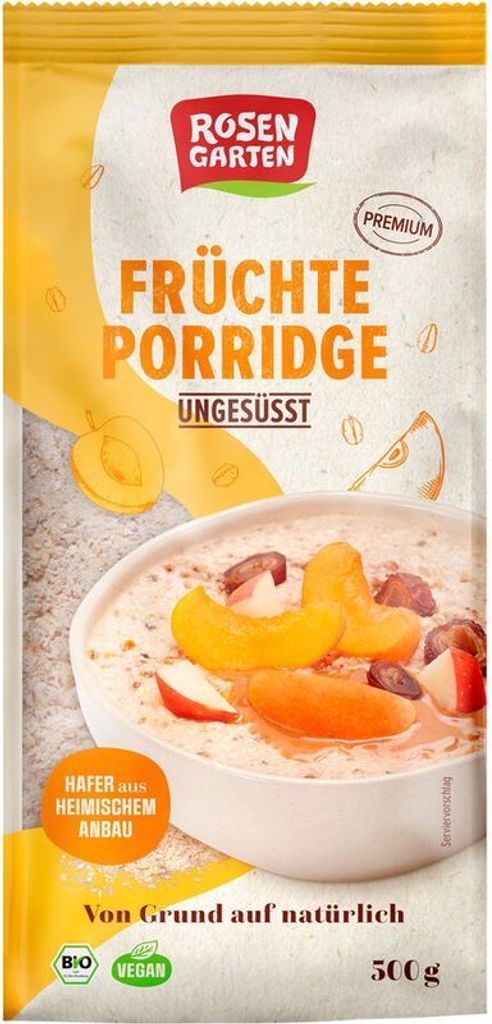 Rosengarten Früchte-Porridge ungesüßt -- 500g x 6  - 6er Pack VPE