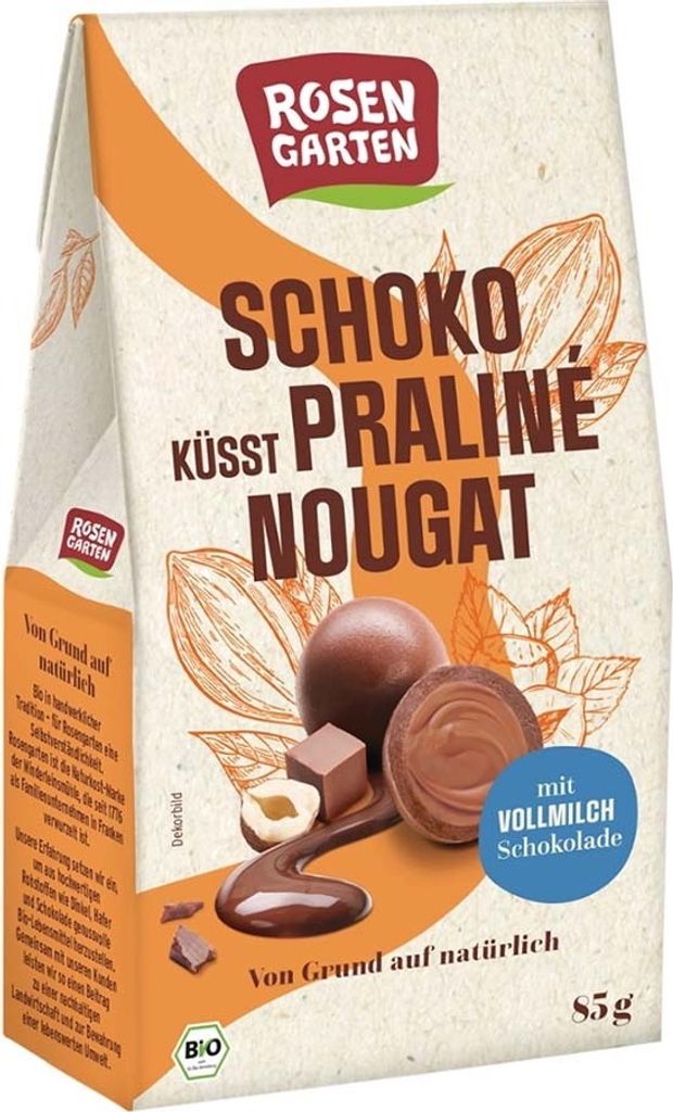 Rosengarten - Schoko küsst Praliné Nougat - 85g