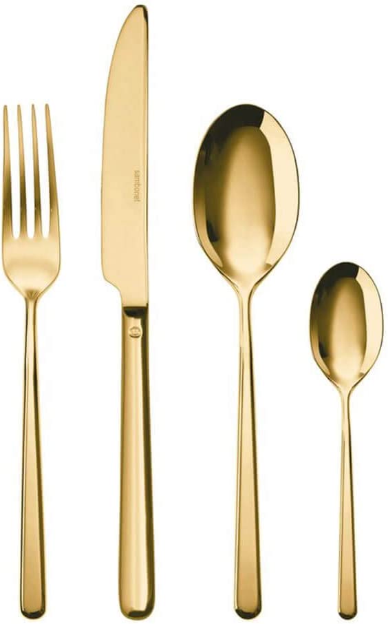 Rosenthal Sambonet Sambonet Rosenthal Linear PVD Cutlery Set 24 Pieces Gold Dishwasher Safe