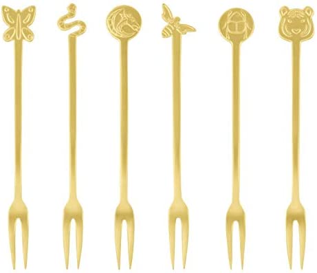 Rosenthal Sambonet Living Antique Fashion/PVD Gold Party Forks Set of 6