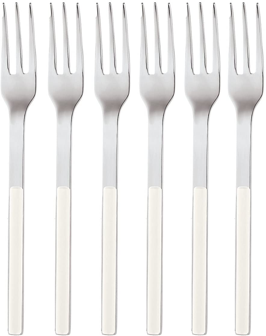 Rosenthal – sambonet set of 6 Cake Forks – Elba – Stainless Steel – Ivory