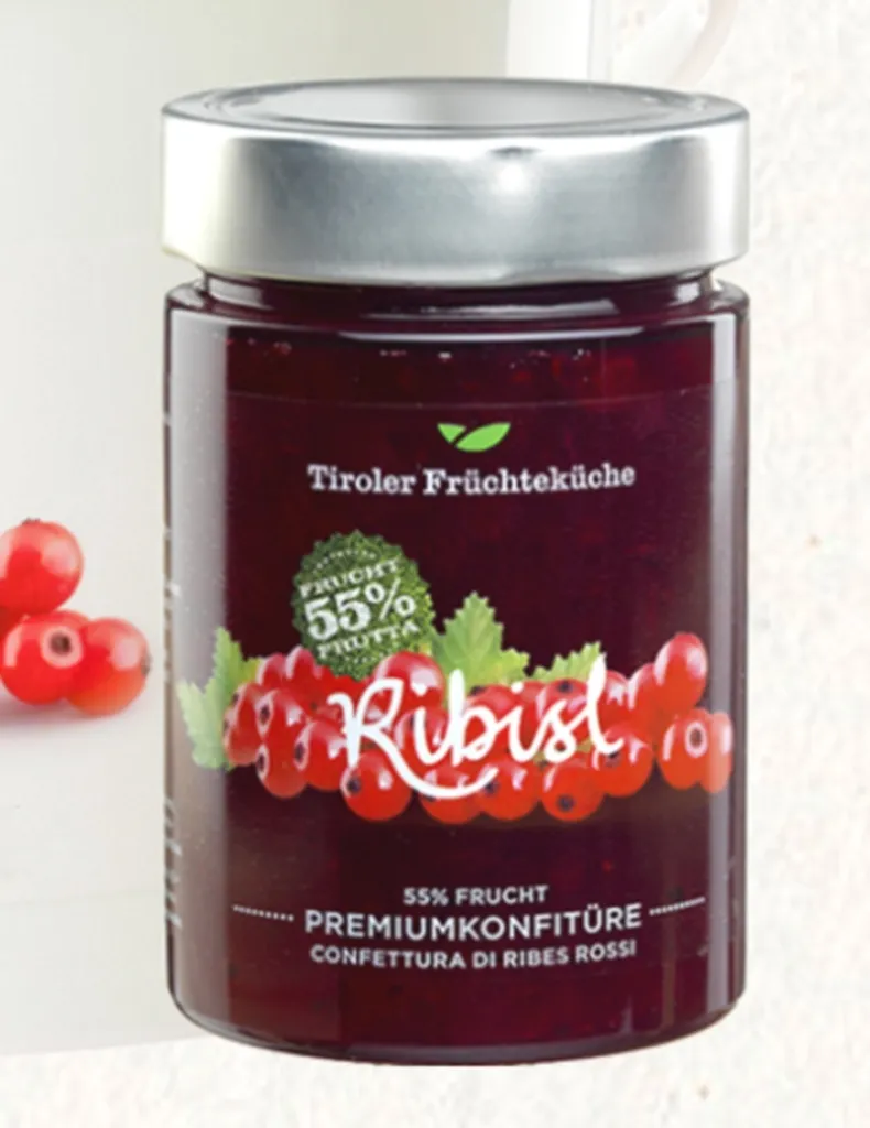Rote Ribiselkonfitüre 420 gr. - Unterweger - Tiroler Schmankerl