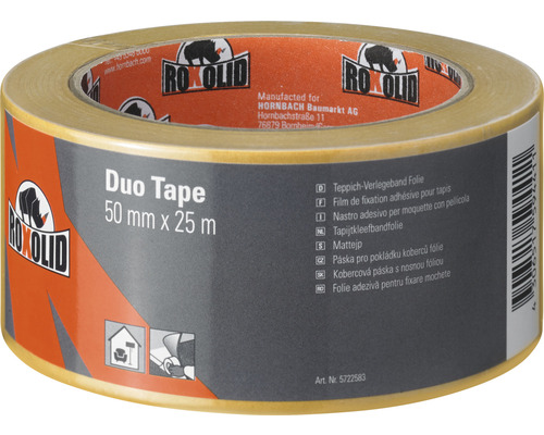 ROXOLID Duo Tape Double-Sided Adhesive Tape Carpet Tape Brown 50 mm x 25 m