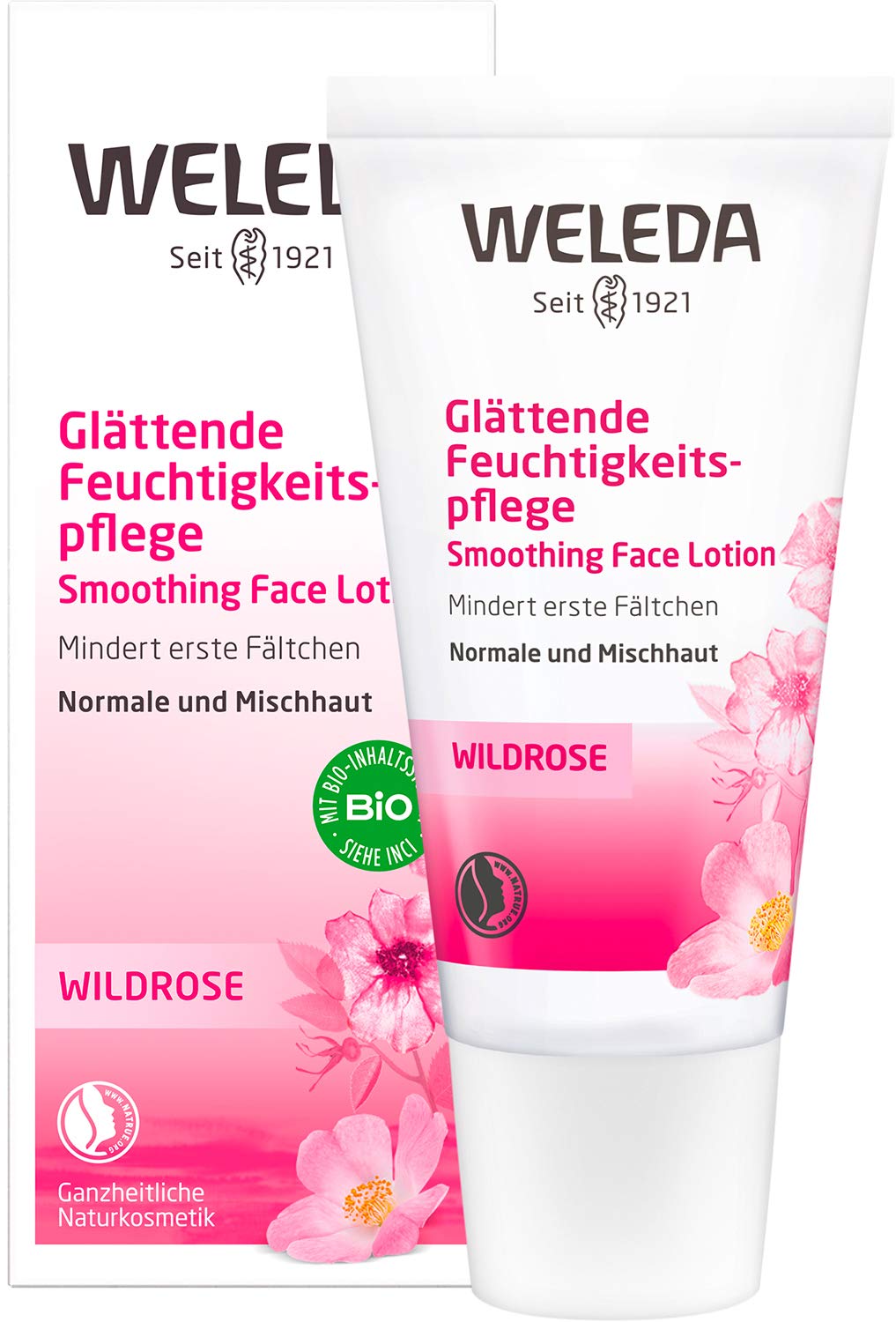 WELEDA Organic Wild Rose Smoothing Moisturiser, Intensively Nourishing Natural Cosmetics Face Cream for Day and Night Care, Reduces First Wrinkles and Protects Against Skin Ageing (1 x 30 ml)