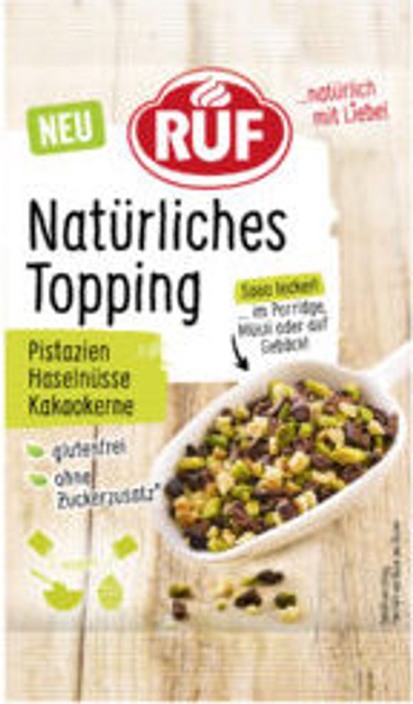 RUF Natürliches Topping Pistazien, Haselnüsse, Kakaokerne 30g