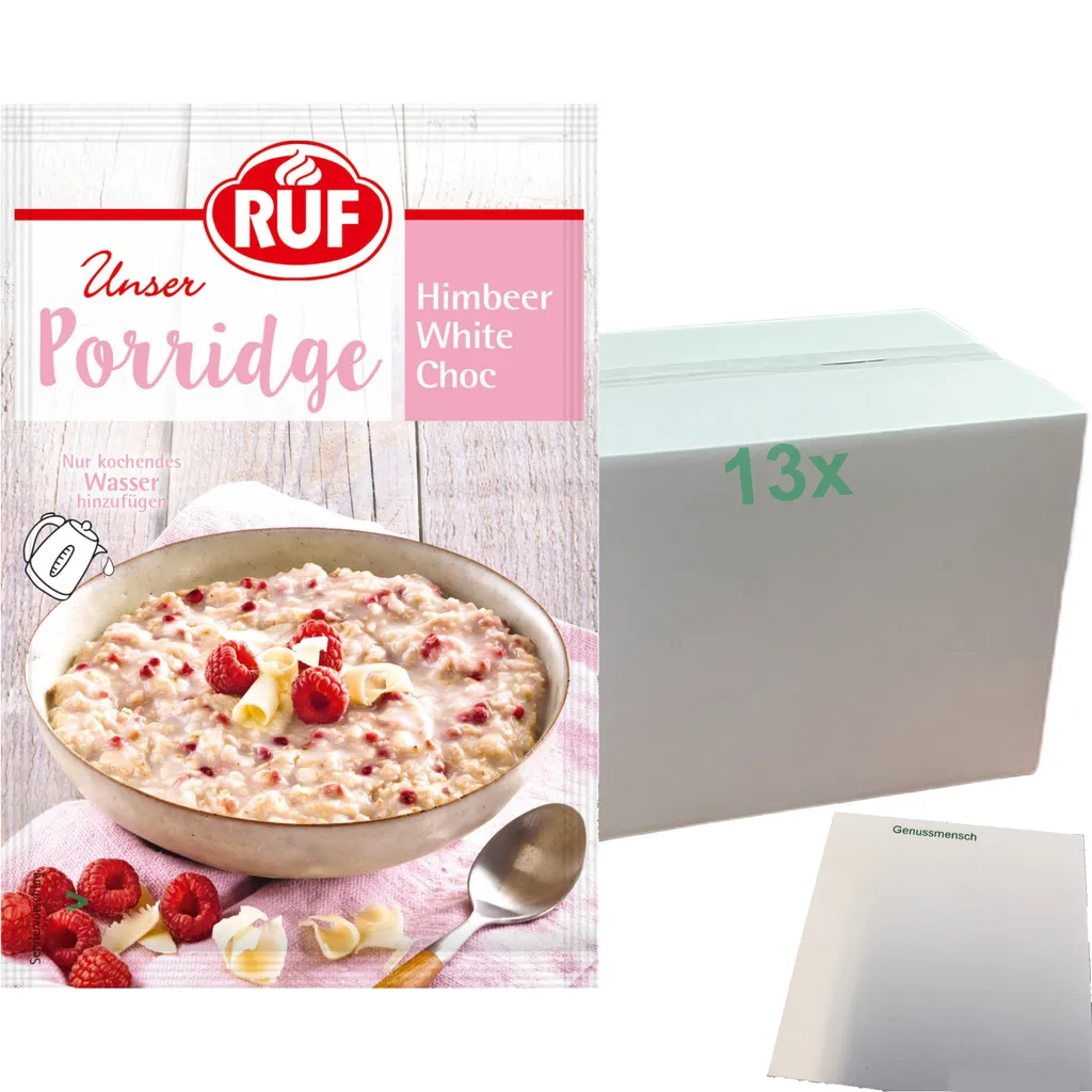 RUF Porridge Raspberry White Choc 13-pack (13x65g bags) + usy Block