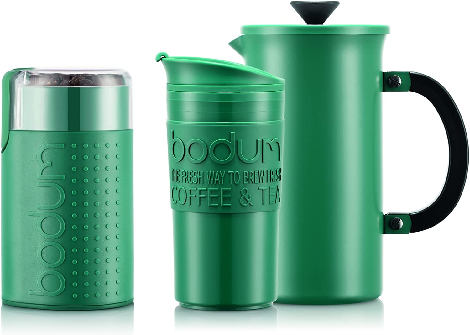 Bodum Tribute Set K11352-450EURO Cafetiere Coffee Maker 8 Cups / 1.0 L Travel Mug and Coffee Grinder