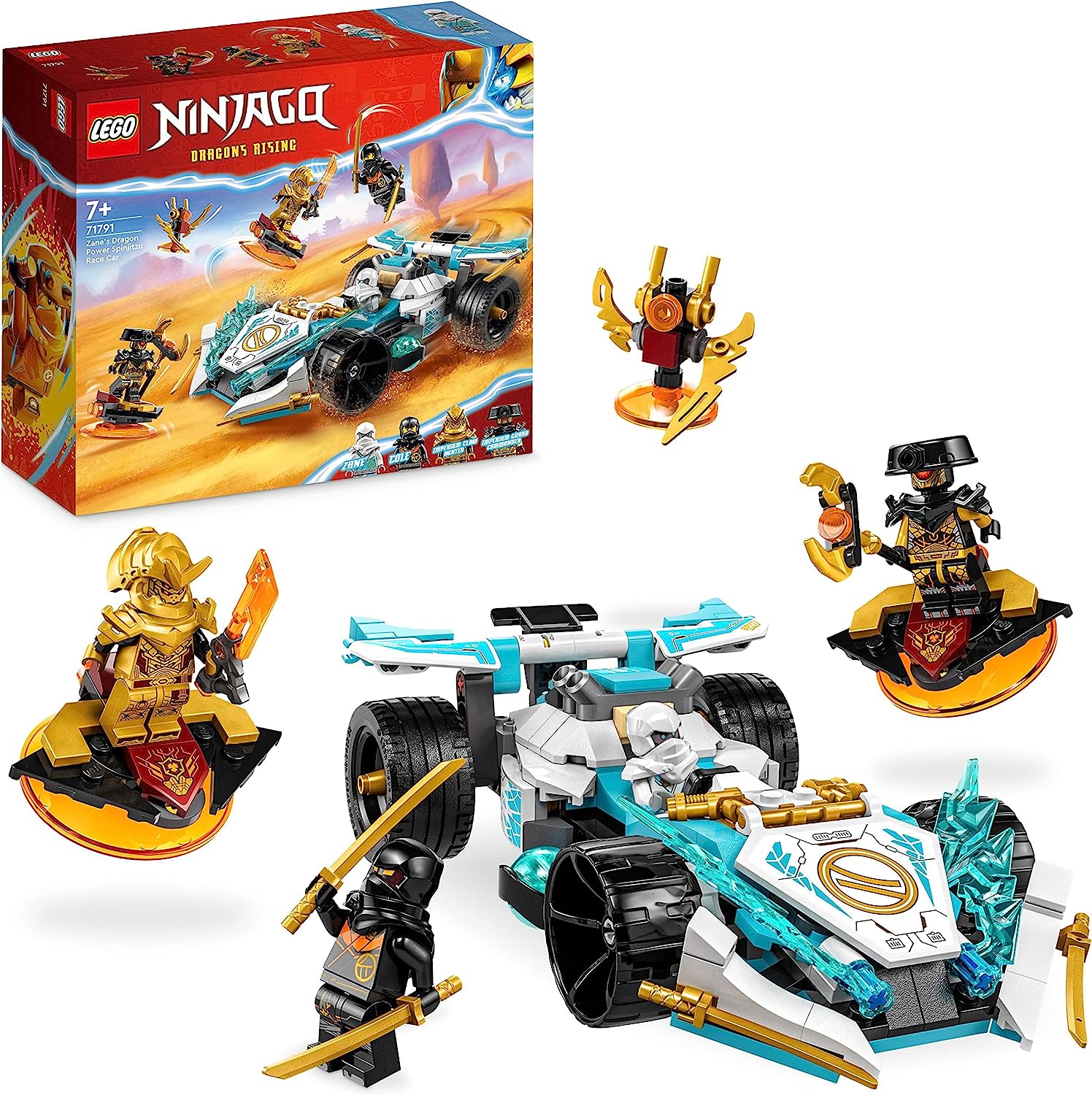 LEGO 71791 Ninjago Zanes Dragon Power Spinjitzu Racing Car Toy for Children from 7 years Boys & Girls Vehicle Kit with Spinning Function and 4 Mini Figures