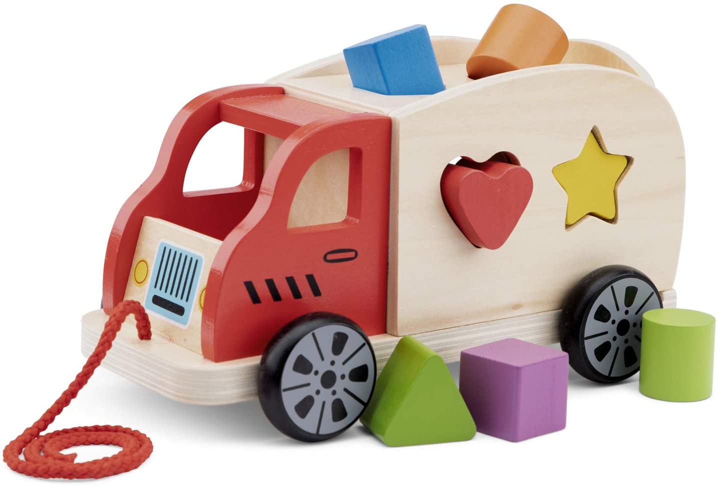 New Classic Toys - 10564 - Ziehund Sortierspiel Auto Mit 6 Formen