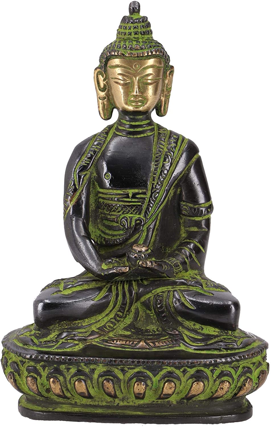 Guru Shop 14x9x6 cm Buddha Dhyana Mudra Brass Statue, Brass and Copper Stat